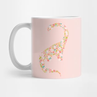 Floral Brontosaurus in Pink Mug